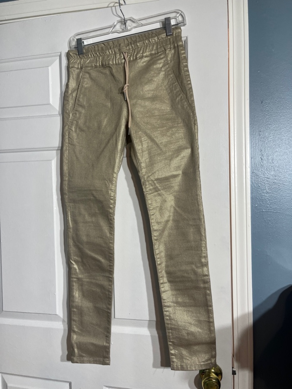 BEVY FLOG Metallic Gold Slim Jogger Pants